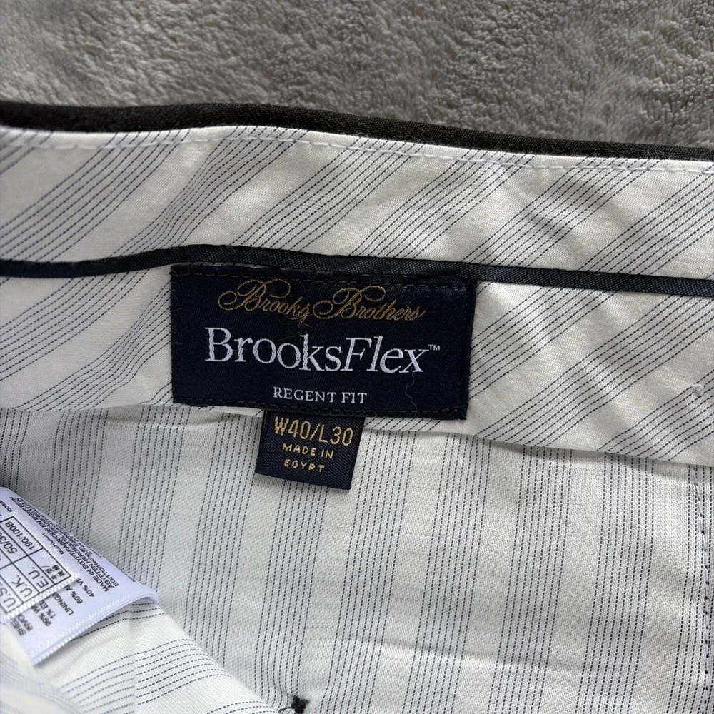 Brooks Brothers BrooksFlex Regent Fit Wool Dress Pants 40x30 Gray Reda Exclusive